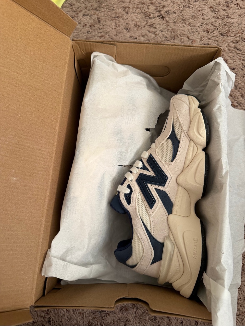 New Balance 9060 in Beige and Navy - Picture 1 of 3